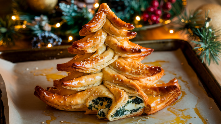 Spinach Puff Pastry Christmas Tree 🌲✨