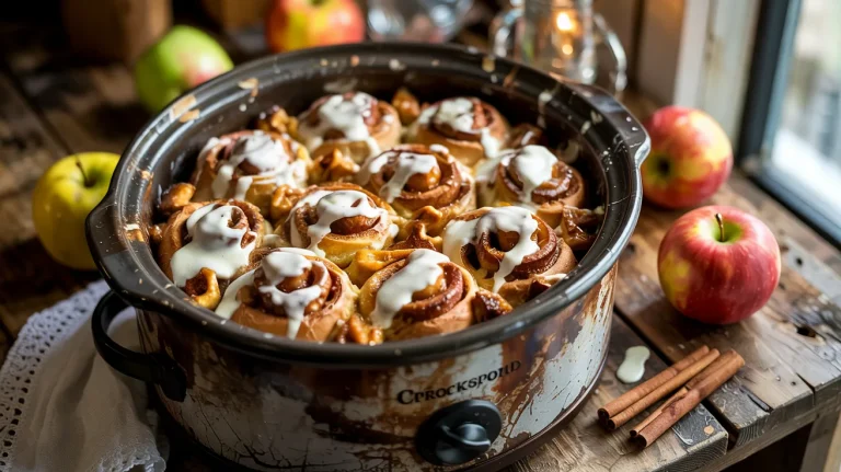 Crockpot Apple Pie Cinnamon Roll Casserole (Warm & Gooey Brunch Bake)