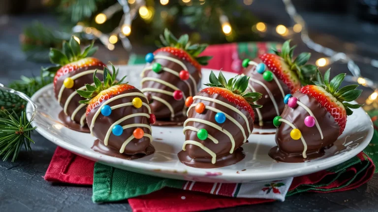 Christmas Lights Chocolate Strawberries (Festive Holiday Dessert)