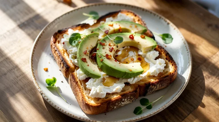 Cottage Cheese Toast with Avocado & Hot Honey (High-Protein Breakfast)