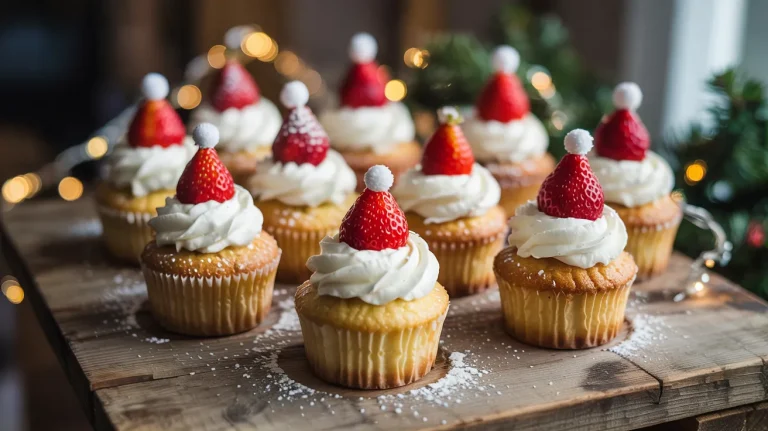 Santa Hat Cupcakes (Cute & Easy Christmas Dessert)