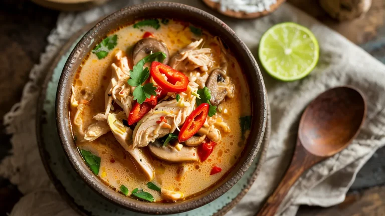 Crockpot Thai Coconut Chicken Soup (Creamy, Spicy & Comforting)