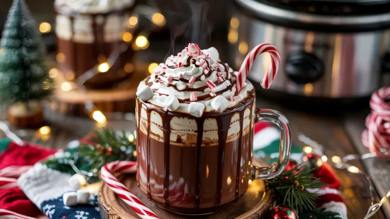 Crockpot Peppermint Hot Chocolate (Warm, Creamy Holiday Drink)