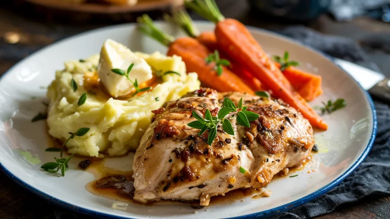 Easy Weeknight Garlic Herb Chicken with Mashed Potatoes & Carrots